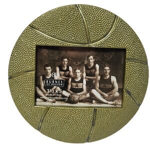 Burnes of Boston Basketball Photo Frame Gold Textured Round 3.5x5 Sports Decor